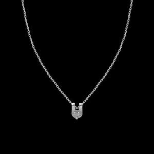 Crystal & Silvertone with Swarovski Alphabet Personalized Necklace -18" Letter-U